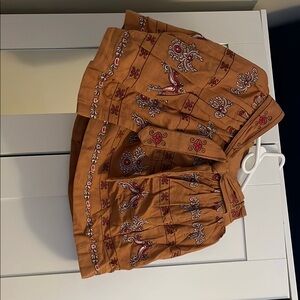 Bohemian Brown Skirt with Paisley Print